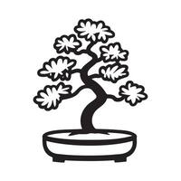 Elegant bonsai tree in minimalist design style vector