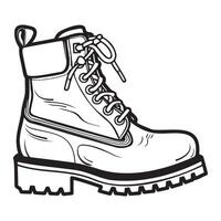 Detailed Sketch of a Work Boot in Black and White vector