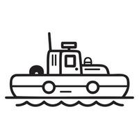 Simple Icon of a Tugboat on Water vector