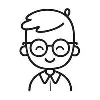 Happy Boy Character with Glasses in Simple Style vector