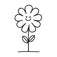 Simple Line Art of a Happy Flower on a White Background vector