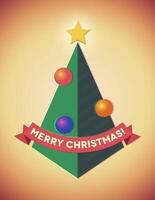 Retro styled geometric christmas tree with baubles vector
