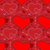 Valentine seamless pattern with hearts and arrows vector
