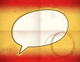 Retro speech bubble on halftone card vector