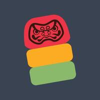 Daruma Japanese traditional toy in flat design. vector