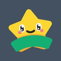 cute star character with blank text space in flat design. vector