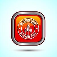 Gluten Free Icon Design Illustration, Non Gluten Food Sign For Apps And Websites, Orange Color Square Button Design vector