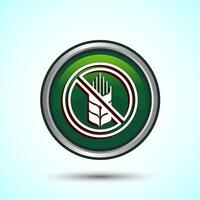 Gluten Free Icon Design Illustration, Non Gluten Food Sign For Apps And Websites, Green Color Round Button Design vector