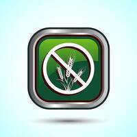 Gluten Free Icon Design Illustration, Non Gluten Food Sign For Apps And Websites, Green Color Square Button Design vector