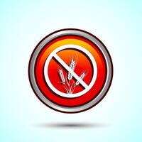 Gluten Free Icon Design Illustration, Non Gluten Food Sign For Apps And Websites, Orange Color Round Button Design vector