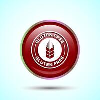 Gluten Free Icon Design Illustration, Non Gluten Food Sign For Apps And Websites, Red Color Round Button Design vector