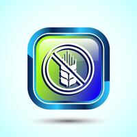 Gluten Free Icon Design Illustration, Non Gluten Food Sign For Apps And Websites, Glossy Square Button Design vector