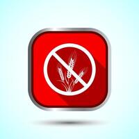 Gluten Free Icon Design Illustration, Non Gluten Food Sign For Apps And Websites, Red Shadow Button Design vector