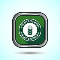 Gluten Free Icon Design Illustration, Non Gluten Food Sign For Apps And Websites, Green Shadow Button Design vector