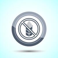 Gluten Free Icon Design Illustration, Non Gluten Food Sign For Apps And Websites, Gray Color Button Design vector