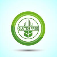 Gluten Free Icon Design Illustration, Non Gluten Food Sign For Apps And Websites, Green Color Button Design vector