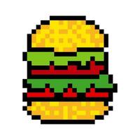 Hamburger fast food in pixel art style vector