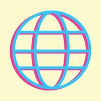a globe with blue and pink lines on it vector