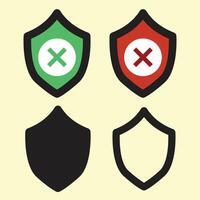 four different types of shields with crossed symbols vector