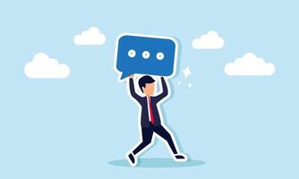 A businessman running with a chat dialog, illustration of the role of communication in building business collaboration vector