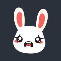 sad white rabbit head in flat design. vector