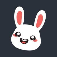 laughing white bunny face in flat design vector