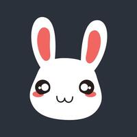 cute face white rabbit head in flat design. vector