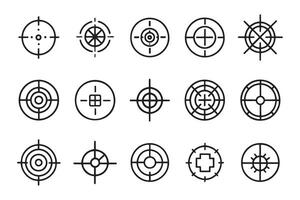 Precision. Bullseye, Focus, Crosshair, Reticle, Viewfinder. Precision Reticle related editable icon set isolated flat illustration white background vector