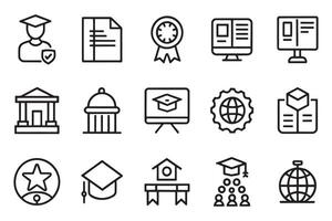 Education and e learning. School, university, success related editable icon set isolated flat illustration white background vector