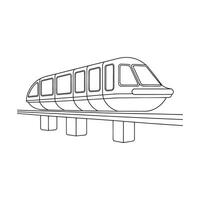 Monorail Other Transport Types isolated continuous line art flat illustration on white background vector