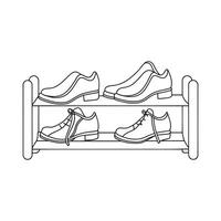 Shoe Rack Furniture isolated continuous line art flat illustration on white background vector