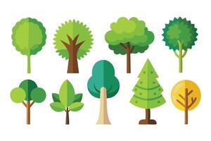 tree set isolated flat illustration on white background. vector