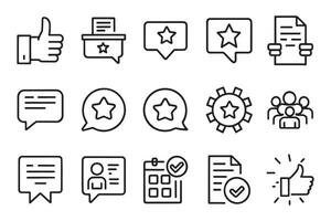 Testimonials, like, comment, marketing, survey, confirmation, collection related editable icon set isolated flat illustration white background. vector