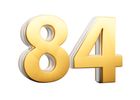 3D Golden Shiny Number 84 Eighty Four With Silver Outline 3D Illustration png
