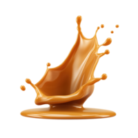 Liquid splash of delicious caramel isolated on transparent background. png
