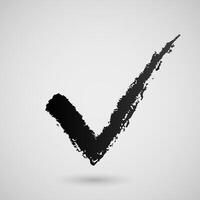 Hand drawn black textured tick icon.Checkmark. Sign. Symbol. vector