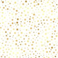 Seamless pattern of shining stars from textured gold foil on a white background. Bright glowing metallic backdrop for an elegant wedding invitation or festive greeting card vector