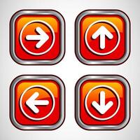 Right, Left, Up, Down Arrow Icon Design Illustration, Arrow Sign For Apps And Websites, Orange Color Square Button Design vector