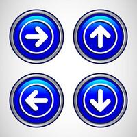 Right, Left, Up, Down Arrow Icon Design Illustration, Arrow Sign For Apps And Websites, Blue Color Round Button Design vector