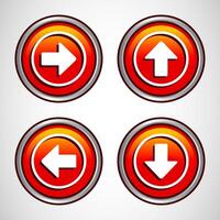 Right, Left, Up, Down Arrow Icon Design Illustration, Arrow Sign For Apps And Websites, Orange Color Round Button Design vector
