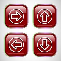 Right, Left, Up, Down Arrow Icon Design Illustration, Arrow Sign For Apps And Websites, Red Color Square Button Design vector