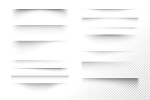 Set of realistic transparent soft shadows. Different shapes and intensity of overlay shadow effect. Collection of design elements for flyer, banner, poster, business card, site. vector