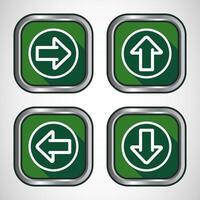Right, Left, Up, Down Arrow Icon Design Illustration, Arrow Sign For Apps And Websites, Green Shadow Button Design vector