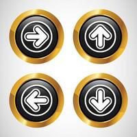 Right, Left, Up, Down Arrow Icon Design Illustration, Arrow Sign For Apps And Websites, Gold Color Round Button Design vector