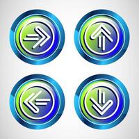 Right, Left, Up, Down Arrow Icon Design Illustration, Arrow Sign For Apps And Websites, Glossy Round Button Design vector