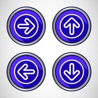 Right, Left, Up, Down Arrow Icon Design Illustration, Arrow Sign For Apps And Websites, Blue Shadow Button Design vector