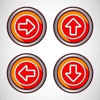 Right, Left, Up, Down Arrow Icon Design Illustration, Arrow Sign For Apps And Websites, Orange Shadow Button Design vector
