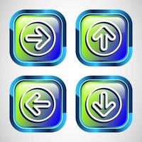 Right, Left, Up, Down Arrow Icon Design Illustration, Arrow Sign For Apps And Websites, Glossy Square Button Design vector