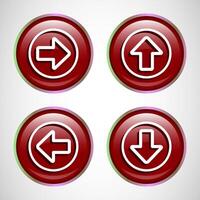 Right, Left, Up, Down Arrow Icon Design Illustration, Arrow Sign For Apps And Websites, Red Color Round Button Design vector