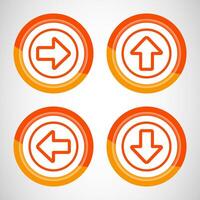 Right, Left, Up, Down Arrow Icon Design Illustration, Arrow Sign For Apps And Websites, Orange Color Button Design vector